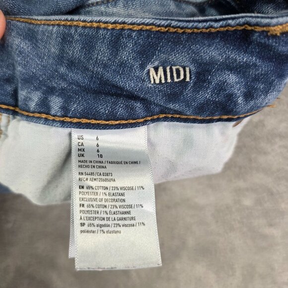 Womens American Eagle Outfitters Blue Denim Midi Shorts Distressed Stretch 6 - Picture 4 of 10